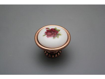 Rustikální úchytka Bohemia 40mm Růže Elizabeth červená CU č. 1