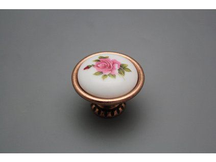 Rustikální úchytka Bohemia 40mm Růže Elizabeth růžová CU č. 1