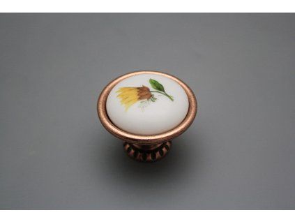 Rustikální úchytka Bohemia 40mm Slunečnice CU č. 1