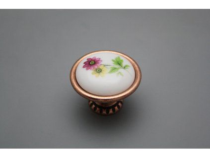 Rustikální úchytka Bohemia 40mm Míšeňská kytice CU č. 1