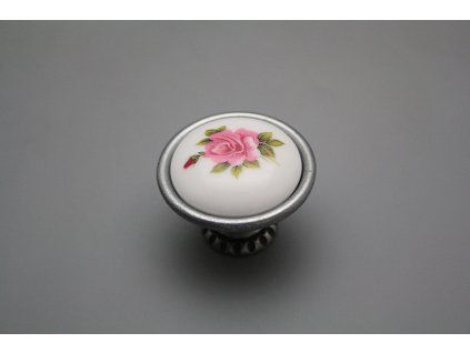 Rustikální úchytka Bohemia 40mm Růže Elizabeth růžová FV č. 1