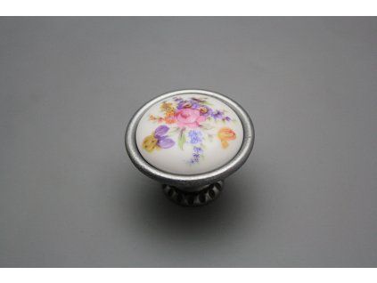 Rustikální úchytka Bohemia 40mm Kytice s kosatcem FV č. 1
