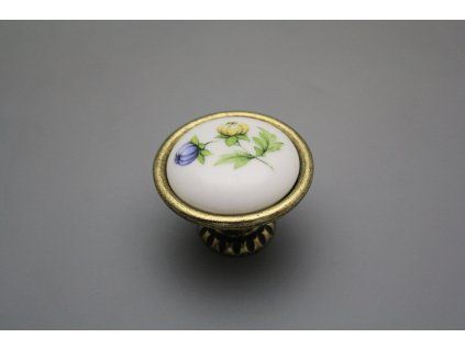 Rustikální úchytka Bohemia 40mm Míšeňská kytice č. 1