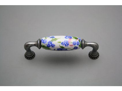 Rustikální úchytka Bohemia 96mm Pomněnky Chintz FV č. 1