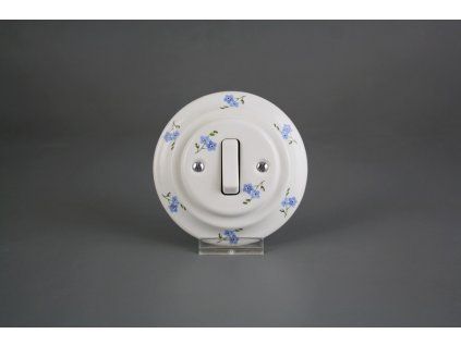 Porcelánový kolébkový vypínač č. 6 kompletní Pomněnky Házenky BBB č. 1