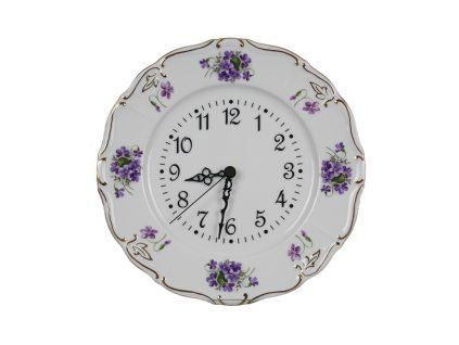 MLOFIA HODINY TALÍŘOVÉ 27CM MARIE LOUISA FIALKY KGL LUX